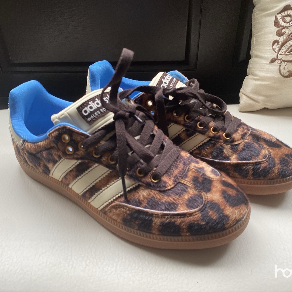 Adidas Leopard Print Sneakers with Blue Interior